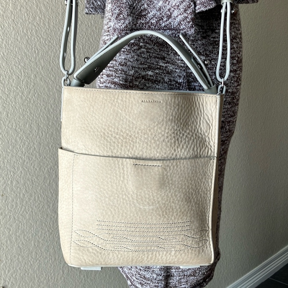 ALL SAINTS Cooper Mini nubuck crossbody tote EUC - Picture 2 of 15
